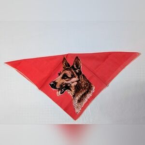Vintage MCM German Shepherd Dog Handkerchief Hanky Hankie Neckerchief